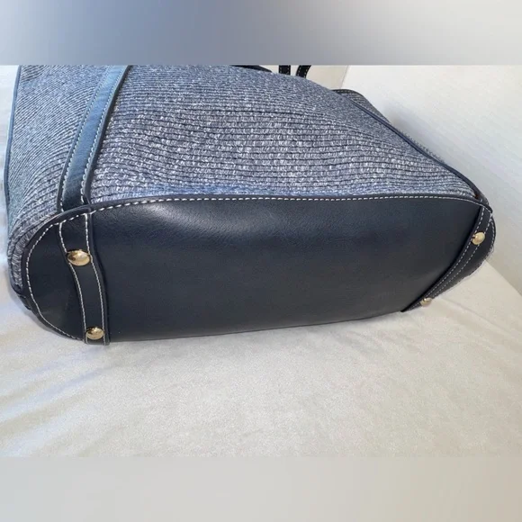TALBOTS BLUE PACKABLE PAPER-STRAW WOMENS TOTE BAG SHOULDER PURSE - Picture 7 of 15